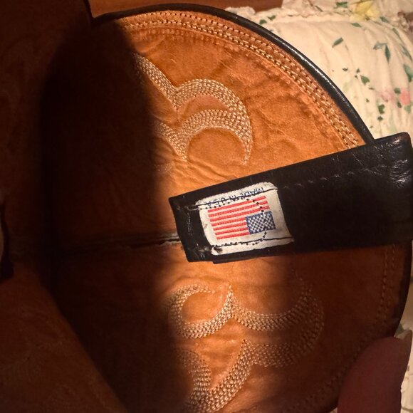 Nocona Black Leather Heeled Boots with Embroidery - Picture 9 of 10